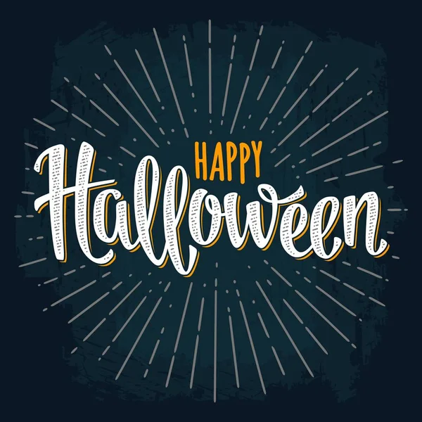 Felice scrittura di Halloween lettering su sfondo scuro — Vettoriale Stock