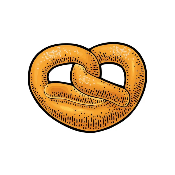 Bretzel Illustration Gravure Vintage Couleur Vectorielle Dessinée Main Pour Boulangerie — Image vectorielle
