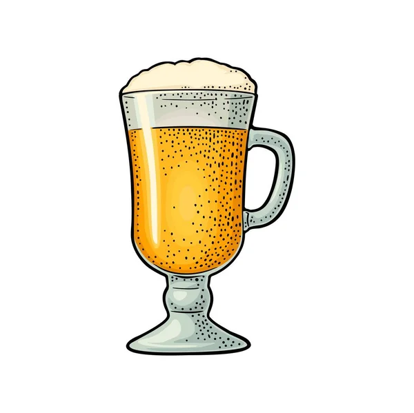 Une Bière Verre Gravure Illustration Vectorielle Vintage Couleur Isolé Sur — Image vectorielle