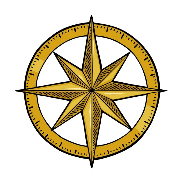 Kompass steg isolerad på vit bakgrund. Vektor vintage gravyr illustration. — Stock vektor