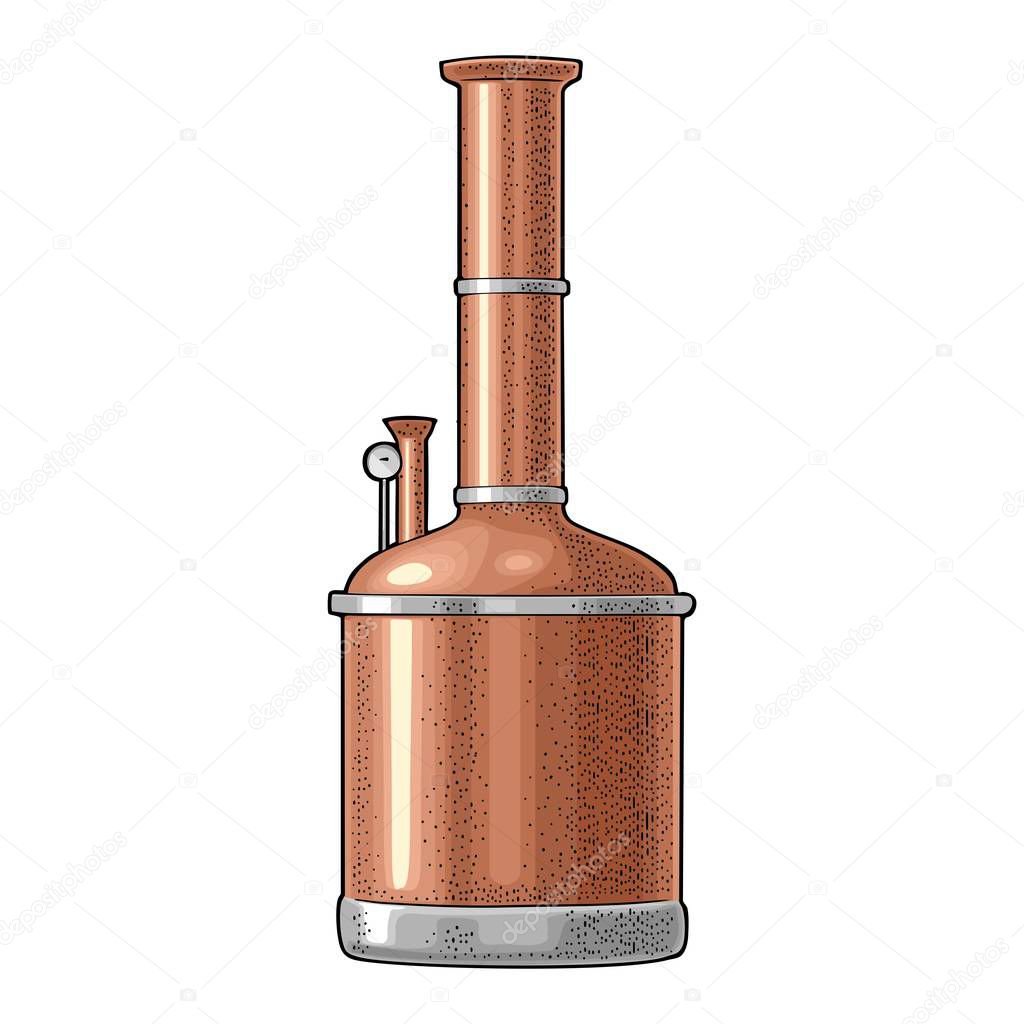 Brewery factory beer. Isolated on white background. Vintage vector color engraving illustration for web, poster, label, invitation to oktoberfest festival and party.