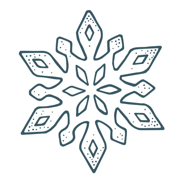 Сніжинка Різдвом Новим Роком Ізольовані Білому Тлі Векторна Вінтажна Кольорова — стоковий вектор