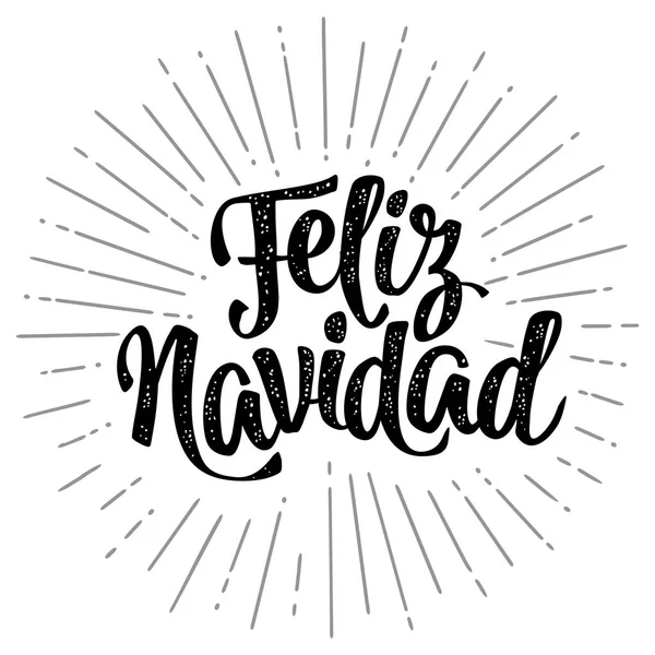Feliz Navidad hat yazı ile selam. Tebrik kartı, web, afiş poster, sakinleştirmek için beyaz arka plan üzerinde vektör vintage siyah çizim