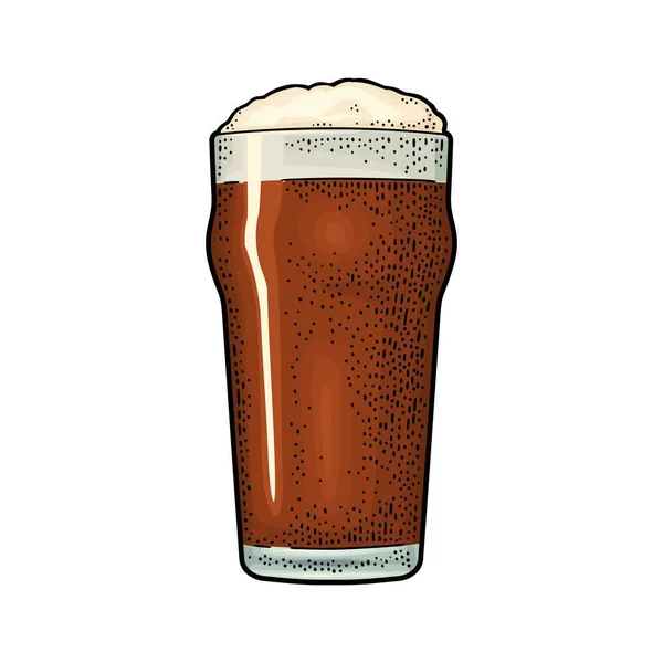 Vaso Con Cerveza Ilustración Grabado Vectorial Color Vintage Aislado Sobre — Vector de stock