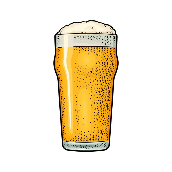 Vaso Con Cerveza Ilustración Grabado Vectorial Color Vintage Aislado Sobre — Archivo Imágenes Vectoriales