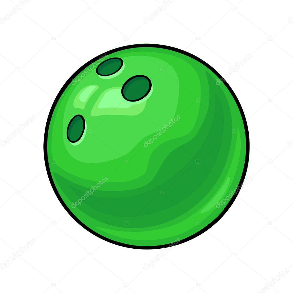 Bowling ball. Vector color illustration. Isolated on white background.