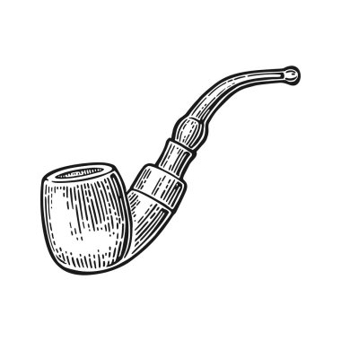 Boru. Vintage siyah illüstrasyon izole beyaz zemin üzerine oyma vektör.