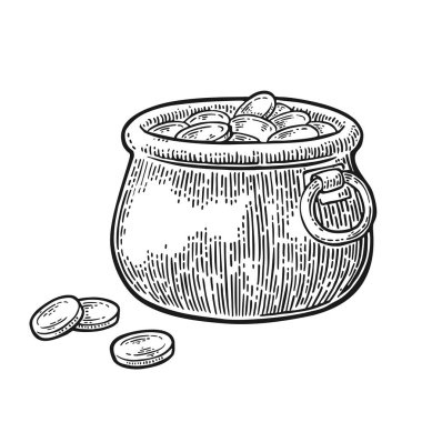 Pota altını. Vintage siyah illüstrasyon izole beyaz zemin üzerine oyma vektör.