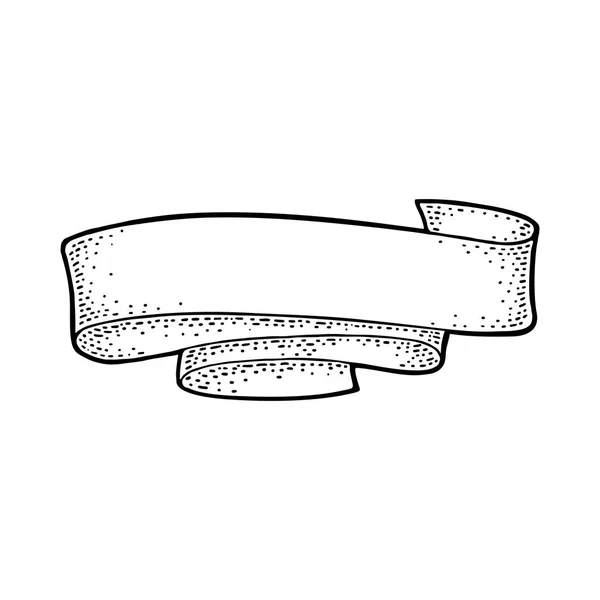 Ruban isolé sur fond blanc. Gravure vintage vectorielle noire — Image vectorielle