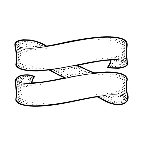Ruban isolé sur fond blanc. Gravure vintage vectorielle noire — Image vectorielle