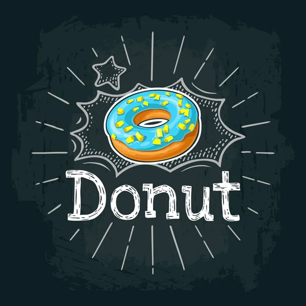 Donut con glaseado y espolvoreado. Ilustración plana de color vectorial — Vector de stock