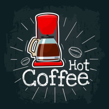 Kahve makinesi simgesi. Vektör rengi düz illüstrasyon