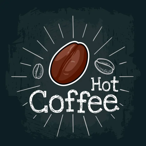 Koffiebonen icoon. Vector kleur platte illustratie op zwart — Stockvector