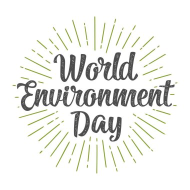 Dünya Çevre Günü el yazı. Vektör siyah ve yeşil çizim