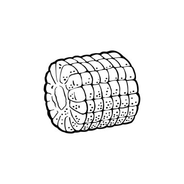 Olgun cob Mısır yapraklarından soyulmuş. Vektör vintage oyma