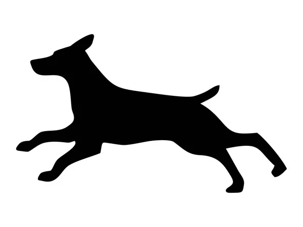 Shepherd run. Dog silhouette. Vector black icon isolated on white — Stock Vector