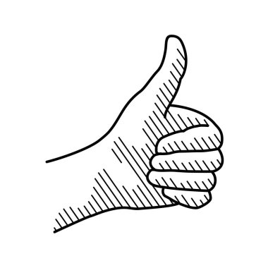 Beyaz arkaplanda izole edilmiş bir sembol gibi el gösterimi.