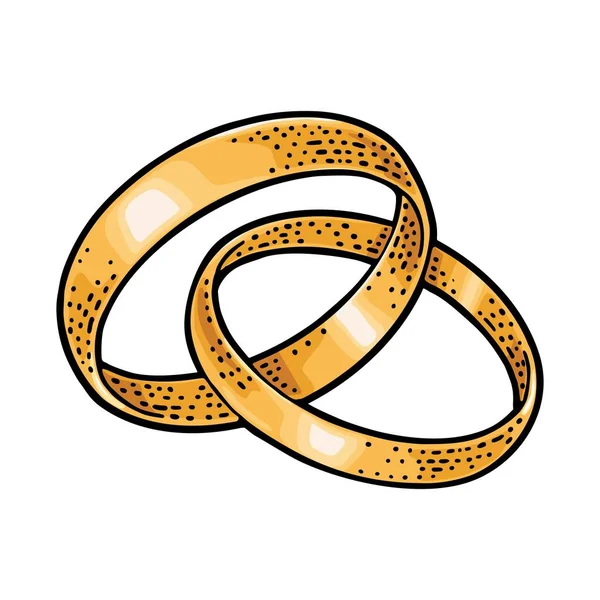 Bruiloft gebonden gouden ringen. Vintage vectorgravure Geïsoleerd op wit — Stockvector