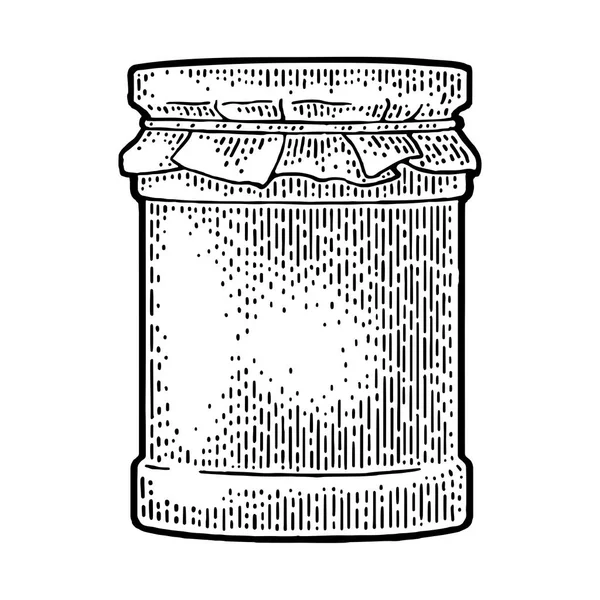 Γυάλινο βάζο με τη μαρμελάδα και χαρτί συσκευασίας — Διανυσματικό Αρχείο