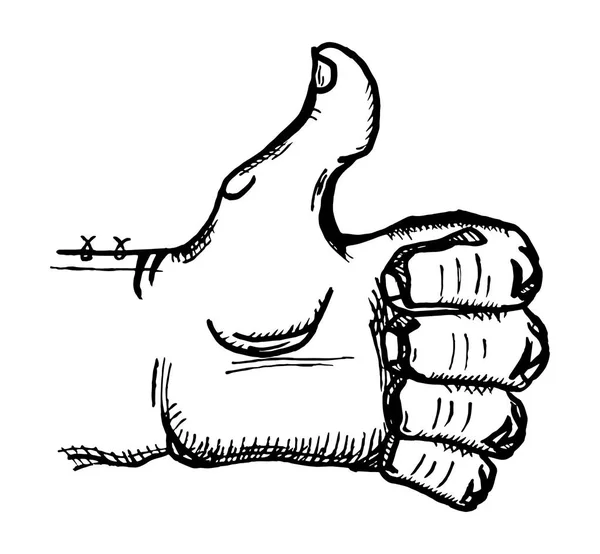Mão masculina mostrando símbolo como isolado em um fundo branco . — Vetor de Stock