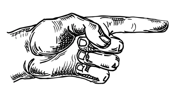 Ukazující prst. Ručně značeno pro web, plakát, info grafika — Stockový vektor
