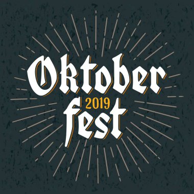 Oktoberfest 2019 raylı kaligrafik el yazısı harfleri. Vektör vintage illüstrasyon
