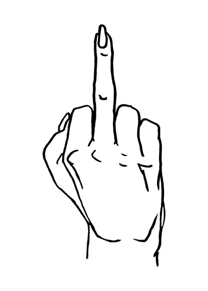 Weibliche Hand mit Mittelfinger. Zeichen fuck you. — Stockvektor