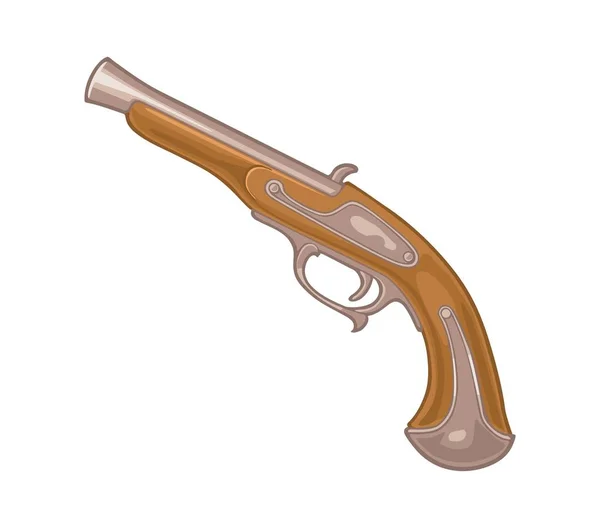 FLINTLOCK piraat antieke pistool. Plat pictogram voor vector kleuren. — Stockvector