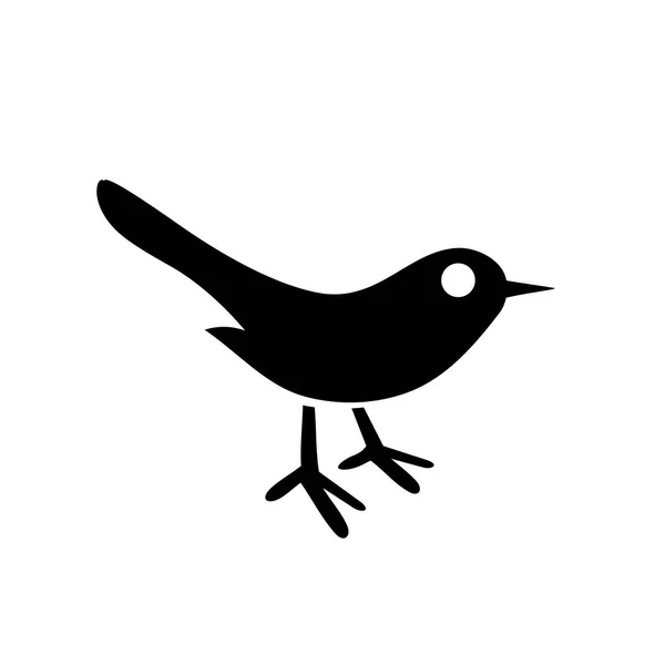 Ícone de pássaro. Silhueta isolada sobre fundo branco. Ilustração desenhada à mão plana vetorial —  Vetores de Stock