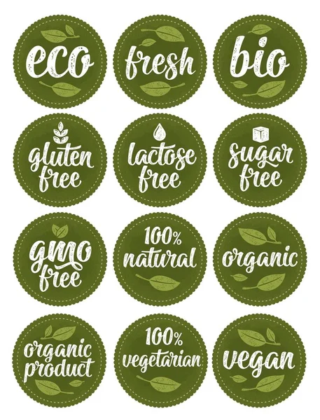 Gluten Lactose Sugar Gmo Free Bio Eco Fresh Vegan Vegetarian — Stock Vector