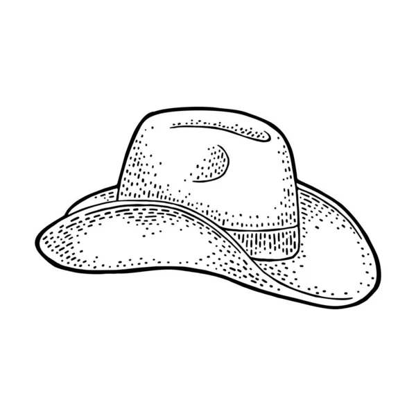 Chapéu Cowboy Com Fita Stetson Vector Preto Vintage Gravura Ilustração — Vetor de Stock