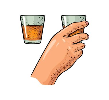 Cam rom tutan kadın eli. Etiket, poster ve parti davetiyesi için klasik renk vektör oymacılığı. Beyaz arkaplanda izole