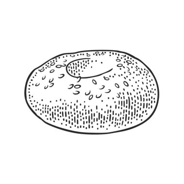 Çörek. Poster, etiket ve menü fırını için vektör siyah el çizimi vintage gravür. Beyaz arkaplanda izole edilmiş.