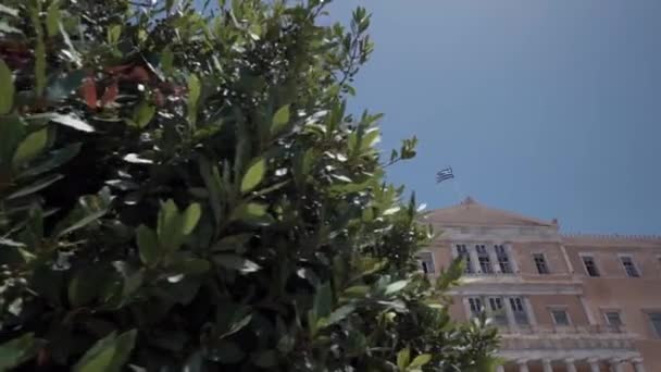 Atenas - Parlamento helénico da Grécia Localizado na Casa do Parlamento, com vista para a Praça Syntagma - Grécia — Vídeo de Stock