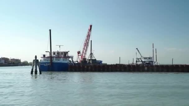 Approach Cranes commercial port Italy. Urban landscape. . Tourism landmark. — Stock Video