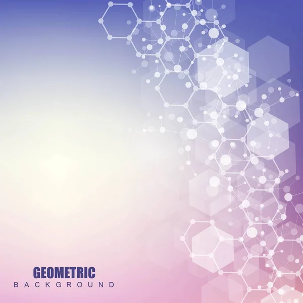 接続回線とドットの幾何学的な抽象的な背景。構造分子と通信します。あなたの設計のための科学的概念。医療、技術、科学の背景。ベクトル図. — ストックベクタ