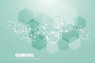 Bağlantılı çizgi ve noktalar ile geometrik arka plan. Yapısı molekül ve iletişim. Bilimsel kavram tasarımınız için. Tıp, teknoloji, bilim arka plan. Vektör çizim.