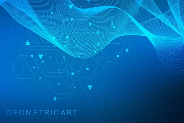 Geometrischer abstrakter Hintergrund mit verbundenen Linien und Punkten. Struktur Molekül und Kommunikation. wissenschaftliches Konzept für Ihr Design. medizinischer, technologischer und wissenschaftlicher Hintergrund. Vektorillustration. — Stockvektor