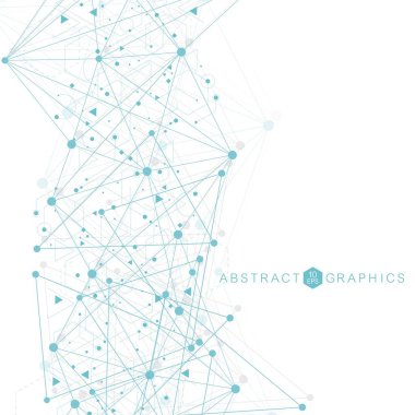 Bağlantılı çizgi ve noktalar ile geometrik arka plan. Yapısı molekül ve iletişim. Bilimsel kavram tasarımınız için. Tıp, teknoloji, bilim arka plan. Vektör çizim.
