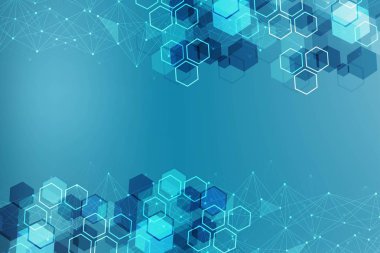 Bağlantılı çizgi ve noktalar ile geometrik arka plan. Yapısı molekül ve iletişim. Bilimsel kavram tasarımınız için. Tıp, teknoloji, bilim arka plan. Vektör çizim.