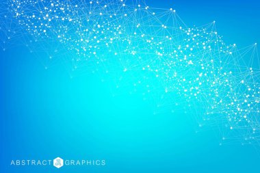 Yapısı molekül ve iletişim. DNA, atom, nöronlar. Soyut poligonal yapı noktalar ve çizgiler bağlanma. Tıp, teknoloji, kimya, Fen arka plan. Vektör çizim.