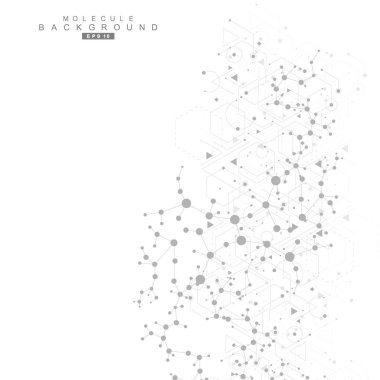 Yapısı molekül ve iletişim. DNA, atom, nöronlar. Soyut poligonal yapı noktalar ve çizgiler bağlanma. Tıp, teknoloji, kimya, Fen arka plan. Vektör çizim.