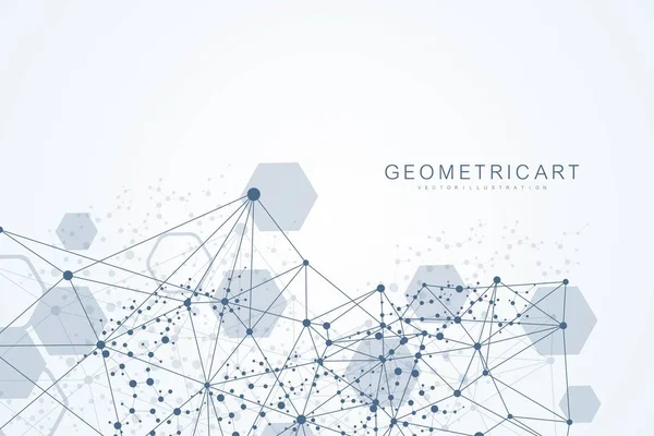 Struktur Molekül und Kommunikation. dna, Atom, Neuronen. abstrakte polygonale Struktur mit verbindenden Punkten und Linien. medizinischer, technologischer, chemischer und wissenschaftlicher Hintergrund. Vektorillustration. — Stockvektor