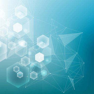 Altıgen soyut arkaplan. Büyük Veri Görselleştirme. Genel ağ bağlantısı. Tıp, teknoloji, bilim geçmişi. Vektör illüstrasyonu.
