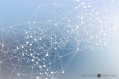Yapısı molekül ve iletişim. DNA, atom, nöronlar. Soyut poligonal yapı noktalar ve çizgiler bağlanma. Tıp, teknoloji, kimya, Fen arka plan. Vektör çizim.