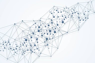 Yapısı molekül ve iletişim. DNA, atom, nöronlar. Soyut poligonal yapı noktalar ve çizgiler bağlanma. Tıp, teknoloji, kimya, Fen arka plan. Vektör çizim.
