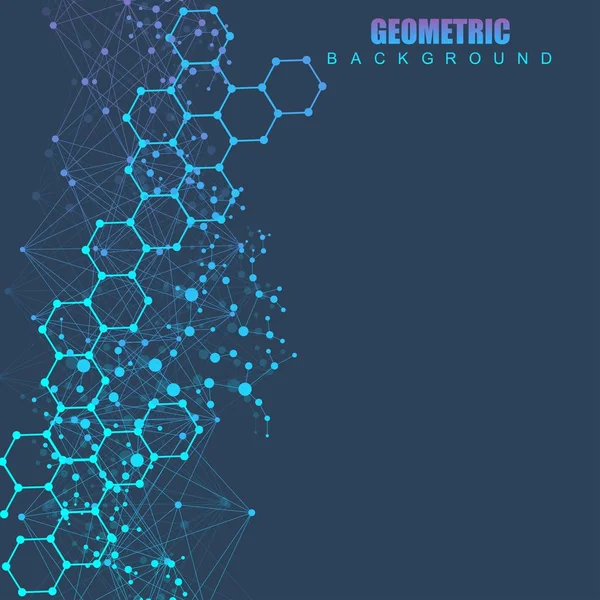 Fundo abstrato geométrico com linha conectada e pontos. Conceito científico para o seu projeto. Criptomoeda global conceito de banner de negócios blockchain. Ilustração vetorial . —  Vetores de Stock