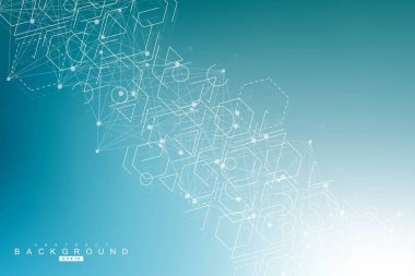 Bilim ağ desen, çizgiler ve noktalar bağlama. Tıp, teknoloji, kimya, bilim için modern futuristik sanal arka plan molekül yapısı. Bilimsel altıgen vektör