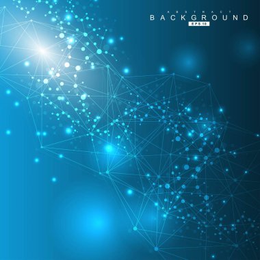 Büyük veri görselleştirme arka plan. Modern futuristik sanal arka plan. Bilim ağ desen, çizgiler ve noktalar bağlama. Genel ağ bağlantısı vektör.