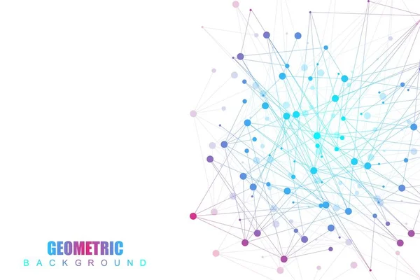 Geometrikus absztrakt háttér összekapcsolt vonallal és pontokkal. Szerkezeti molekula és kommunikáció. Big Data vizualizáció. Orvosi, technológiai, tudományos háttér. Vektorillusztráció — Stock Vector